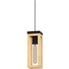Eglo lampada a sospensione Nafferton, illuminazione per tavolo da pranzo a luce singola, FSCM70HB, in legno naturale e metallo nero, illuminazione per sala da pranzo, con attacco E27