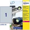 AVERY Etichette adesive L6013 - in poliestere - laser - permanenti - 210 x 297 mm - 1 et-fg - 20 fogli - argento - Avery (unità vendita 1 pz.)