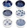 Swuut Ciotole da immersione in ceramica, 3 pollici, set di tazze per salsa laterale, piatti per sushi, snack e soia, barbecue, 70,9 g, mini ciotole blu e bianche per la preparazione della cucina, set di 6