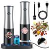 Raycial Macina Pepe Elettrico con Base Ricaricabile USB, Macinaspezie con Luce LED Bianca e Rugosità Regolabile, Macinapepe, Macina Pepe, 2 Pacchi Macina Sale e Pepe