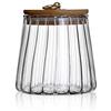 Upstore Barattolo in vetro trasparente da 650 ml con coperchio ermetico in legno di acacia per chicchi di caffè, tè, spezie, zucchero, biscotti, noci, caramelle