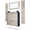 Vladon Set da corridoio Malea, Set da corridoio con 1 scarpiera a Muro, 1 Specchio a Muro e 2 Pannelli Appendiabiti, Antracite/Rovere Grezzo