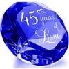 Movdyka Decorazione a forma di diamante zaffiro, in cristallo K9, idea regalo per lui e lei 45 anni matrimonio, romantica moglie, con scritta "45 years of love", coppie