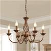 JIINOO Lampadario Vintage Bronzo in Ferro 6 Luci Stile Campagna, 54 cm