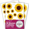 younikat Set di adesivi con girasoli per bambini, 36 pezzi, 3 fogli DIN A5, laminati con protezione UV, adesivi per bicicletta, autoadesivi, fiori estivi, Kfz_712