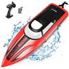 tech rc Barca Telecomandata Impermeabile 2,4GHz Motoscafo Giocattolo, Barca da Corsa RC ad Alta velocità 25Km/h, Promemoria di Bassa Tensione,Automatico da Flip,Ideale Regalo per Adulti