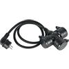 Electraline 55095 Prolunga/Adattatore 1.4 M da Cantiere in Gomma Neoprene H07RN-F 3G1.5, Multipresa tripla con 3 prese Schuko con coperchio IP44 per ambienti esterni, Spina Schuko