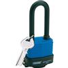 Draper 64177 - Lucchetto in acciaio laminato resistente alle intemperie, 45 mm, con arco extra lungo e 2 chiavi, colore: Blu