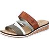 Rieker Faye Womens Low Wedge Sandals 38 Olive Multi