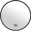 DRW Specchio rotondo con ventose e 10 ingrandimento in metallo nero 15 x 1,5 cm