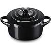 Le Creuset Mini cocotte rotonda in gres vetrificato, 250 ml, diameter 10 cm, Nero Lucidio, 71901101400000