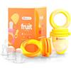 NatureBond Ciuccio per Frutta Neonati Alimenti NatureBond (2 Pezzi) - Gioco per Stimolare la Dentizione dei Bambini in Colori che Stimolano l'Appetito (Giallo e Aranciona)