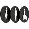 3DP SIGNS - Elegant, Set 3x- Targa Bagno Uomo Donna Disabili a Rilievo - Segnali Bagno adesivi Toilette Uomo Donna Disabile - Cartelli Bagno Uomo Donna Disabili - Adesivi WC Disabili (Prime Tondo - Nero)