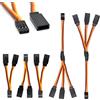 elechawk Cavo splitter Servo Y a 3 pin, da maschio a femmina, prolunga a 4 vie, compatibile con aerei JR Futaba RC auto (3 pezzi da 1 a 2 e 2 pezzi da 1 a 3)