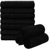 Brandsseller Set di 10 Asciugamani per Sapone 30 x 30 cm Asciugamano in Spugna per Ospiti con Gancio Cotone 470 g/m² Bagno Casa - Nero