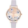 Olivia Burton Orologio Analogico al Quarzo da Donna Collezione GROOVY BLOOMS con Cinturino in Pelle Viola - OB16AN03