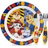 Sorrisini Set Stoviglie riutilizzabili per Bambini Andata per Microonde Marshall, Piatti Plastica Asilo, Scoula, Set Stoviglie piatto, posate in acciaio inox, Paw-Patrol