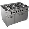 Cucina a gas 6 fuochi su forno a gas profondità 70 cm, potenza 35 kW