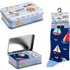 DRW Calzini a Vela Blu in Scatola di Metallo Taglia Unica, Multicolore, estandar