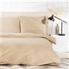 VEL VET HOME VelvetHome Deluxe Set Copripiumino Singolo 155x220 e Federa 80x80 100% cotone traspirante certificata Oeko-Tex Biancheria da letto 155x220cm di alta qualità con chiusura lampo 2 pezzi Beige