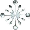 Timelike - Orologio da parete 40 cm in metallo, per cucina, motivo posate e utensili con cucchiaio forchetta, decorazione la casa moderna creativa, stile antico (argento