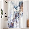 Uiiooazy Tenda Doccia Antimuffa, Tenda da Doccia 120x180cm Blu Navy Effetto Marmo Grigio Giallo Moderno Tende da Bagno Tessuto Lavabile Impermeabile Poliestere Tende per Vasca da Bagno con 8 Anelli