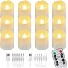 FREEPOWER 12 Candele LED Ricaricabili con Telecomando Timer Fiamma Tremolante, Luce Bianca Calda, Lumini LED Elettriche, Dimmerabili, con Cavi USB, Decorazione per Natale Halloween, 4 x 4.5cm