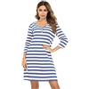 Doaraha Camicie da Notte da Donna in 100% Cotone Righe Pigiami e Camicie da Notte Premaman a Maniche 3/4 Abito Premaman Vestiti Scollo a V Pigiama Donna Allattamento