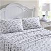 Laura Ashley Home - Set di lenzuola intere, flanella di cotone, spazzolato per una maggiore morbidezza e comfort (nero Faye Toile, 4 pezzi, completo)