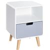 HOMCOM Comodino con Cassetto in MDF e Legno di Pino per Camera da Letto, Soggiorno e Bagno, 40x38x58 cm|Aosom