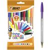 BIC Penne a Sfera, Cristal Multicolor, Colori Assortiti, Punta Larga (1.6 mm), Confezione 10 Penne Colorate, Fornitura per Cancelleria Scuola