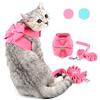 Zunea Set di imbracatura e guinzaglio per gatto/cane piccola taglia scamosciato pettorina morbido con fiocco e strass cucciolo anti-tiro pettorina per femmina chihuahua