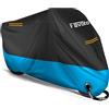 Favoto Telo Coprimoto 210D Teli per Moto Scooter Impermeabile Resistente ad Acqua/Polvere/Pioggia/Vento/Foglie, Copertura Motociclo (Nero Blu, 265x105x125cm)