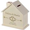 polar-effekt Salvadanaio in legno a forma di casa con incisione, regalo per matrimonio, battesimo, nascita, compleanno, inaugurazione di compleanno, personalizzato; motivo: Nuovo appartamento