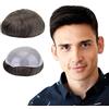 Lordhair Protesi Capelli Uomo, Pelle Super Sottile da 0,06 mm Tutti con loop a V Parrucca da Uomo per Sistema Capillare da 8x10 Pollici Dimensione Della Base Densità Media -130%
