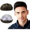 Lordhair Protesi Capelli Uomo, Pelle Super Sottile da 0,06 mm Tutti con loop a V Parrucca da Uomo per Sistema Capillare da 8x10 Pollici Dimensione Della Base Densità Media -130%