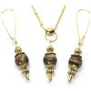Handmade Parure da donna con collana e orecchini in acciaio inox placcato oro e pietre naturali