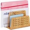 Relaxdays Portalettere in bambù, 2 Scomparti Perforati, Pratico Portadocumenti, Lettere dal Formato A5, Legno Naturale