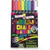 Chalky Crown - Pennarello Lavagna Cancellabili, a Gesso Liquido con Punta Reversibile 1 mm - Cancellabili a Secco per Lavagne, Finestre, Vetro - 8 Pezzi + 24 Etichett
