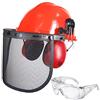 OZAKI - Casco forestale professionale per taglio e decespugliamento, con protezione anti-rumore 25 dB, visiera a rete classe F 45 m/s e occhiali