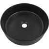 BAIKAL - Lavabo in ceramica sopra il piano di lavoro. Lavabo rotondo in finitura nera opaca. Dimensioni: 37 x 37 x 12 cm. Senza foro per rubinetto. Spedizione con imballaggio rinforzato