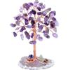 GEFIRE Albero Cristalli Albero Della Vita, 9-10 cm Mini Albero Della Vita Regalo Dell'albero di Cristallo Per Chakra Reiki Regalo Home Office Decorazione da tavola Regalo Ornamento Scultura (Ametista)