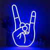 LUCUNSTAR Rock Gesture Cartello al neon con luce al neon blu, con luce al neon, decorazione per casa, interni, bar, sala giochi, hotel, decorazione da parete, festa di Natale, alimentazione USB (blu)