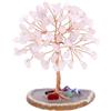 GEFIRE Albero Cristalli Albero Della Vita 9-10 cm Mini Albero Della Vita Regalo Dell'albero di Cristallo Per Chakra Reiki Regalo Home Office Decorazione da tavola Regalo Ornamento Scultura (Rosa)