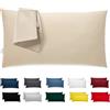 Flowen Federe Cuscini Letto Matrimoniale e Singolo 40x60 Set 2 Copricuscini 100% Cotone Effetto Seta Tessuto Morbido Anallergico Antiacaro Traspirante Coppia Fodere Rettangolari Lavabili in Lavatrice