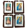 OVUNQUE PROTEGGIMI Scapolare Madonna del Carmelo e Sacro Cuore di Gesù. Misura grande. Tessuto morbido. Set di 4 pezzi. CM L 9,5 x L 7,5