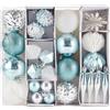 HEITMANN DECO Set di 29 palline per albero di Natale, decorazioni natalizie, colore turchese, bianco, da appendere, in plastica, turchese, bianco, argento