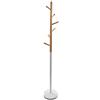 VERSA Holstebro Appendiabiti da Terra in Stile Minimalista, Attaccapanni da Terra per Ingresso, con 6 Ganci o Appendiabiti, Misure (A x L x l) 180 x 28 x 28 cm, Metallo e Legno, Colore Bianco