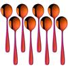 Do Buy Rosso Magico Cucchiaio Acciaio Inox 8pcs, Cucchiai da Zuppa 175mm Lunghi Tondo Cucchiai da Dessert,Cucchiaio Medio Colorati Metallo, Set Cucchiaini