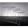 Slato Set tre tavolini da Salotto Design Moderno in cristallo acrilico Trasparente Becky